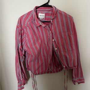 American Eagle Outfitters Pink Striped Crop Top